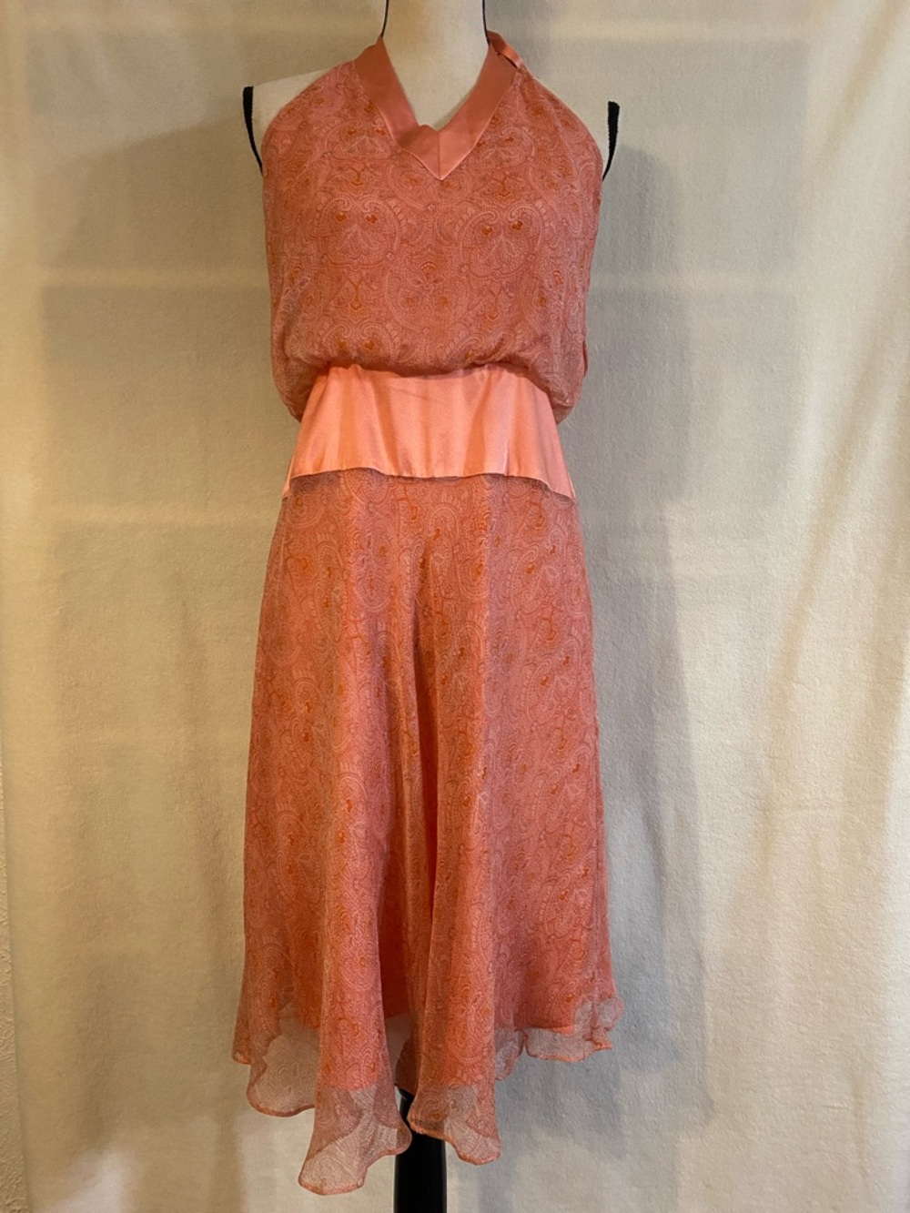 NWT 90s Y2K Laundry by Shelli Segal pink silk paisley halter dress